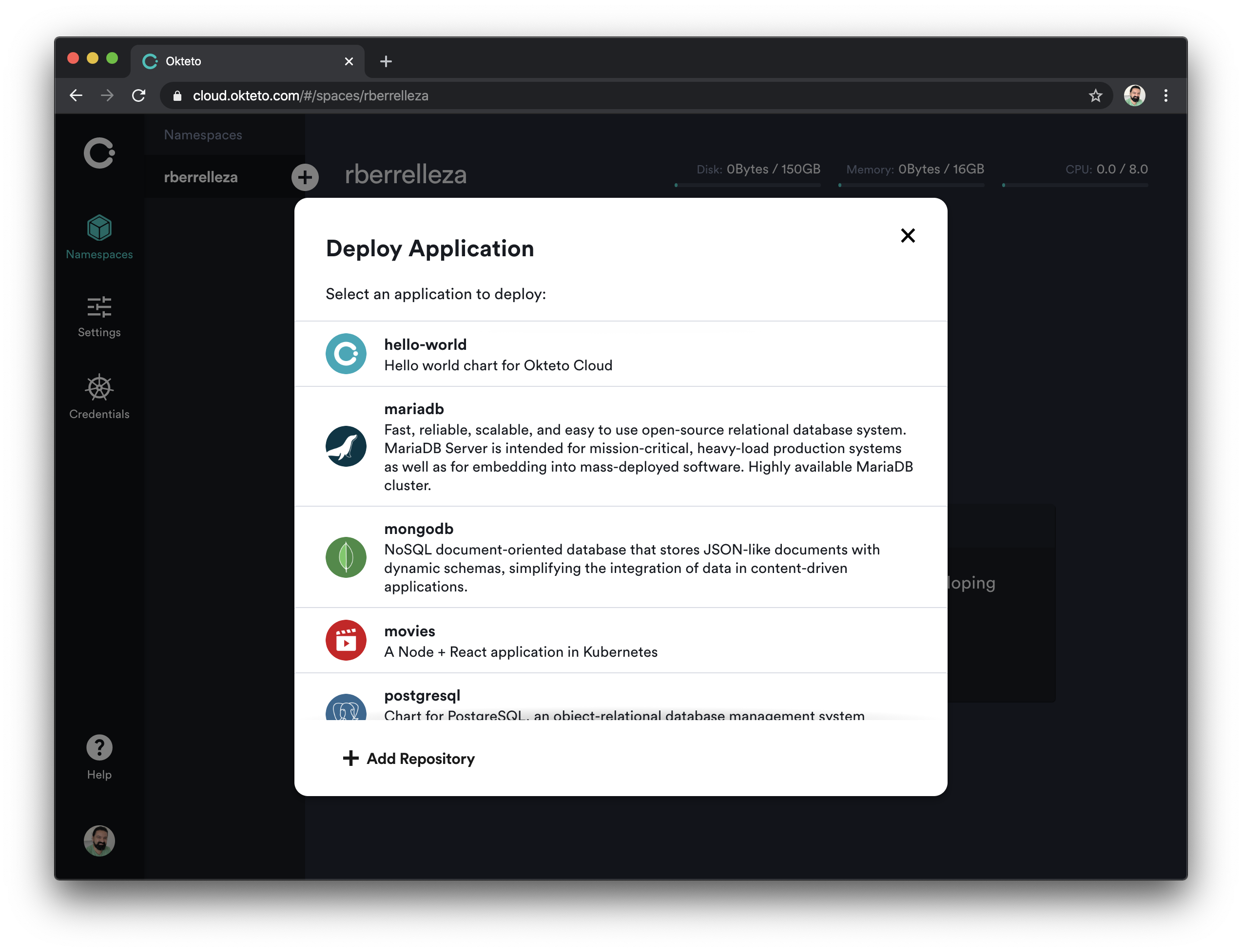 Deploy applications from Okteto