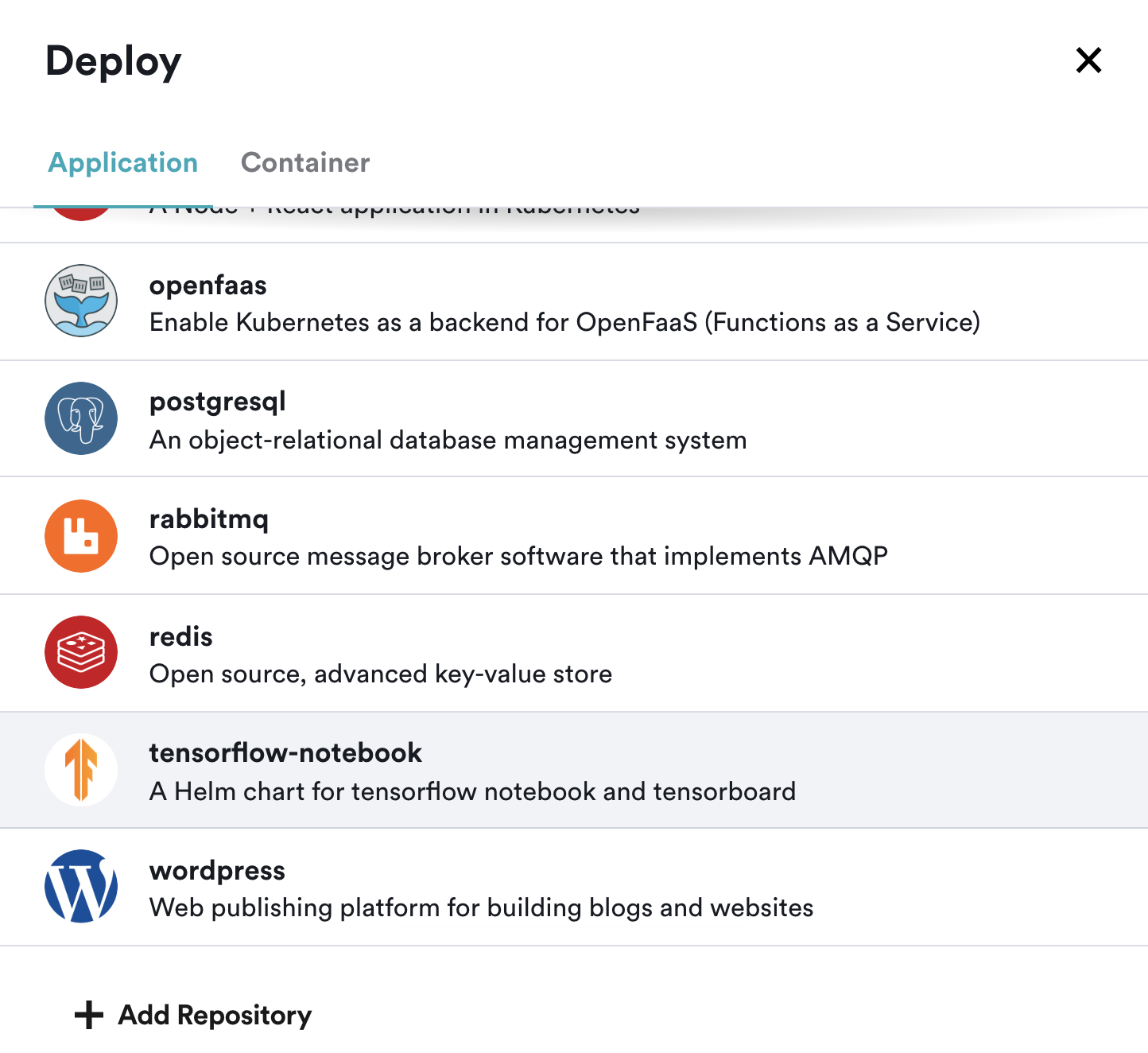 TensorFlow in Oktetp Application Catalog