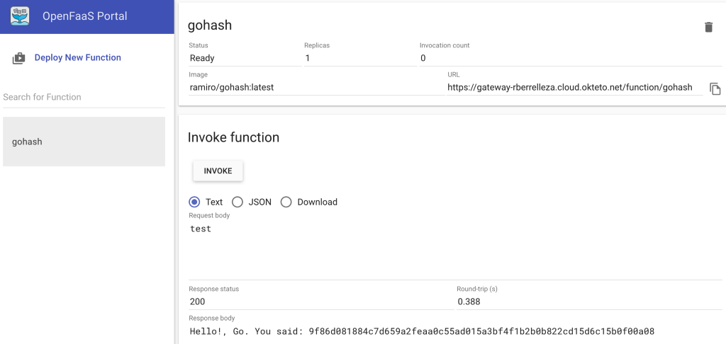 Result of the function after adding the checksum