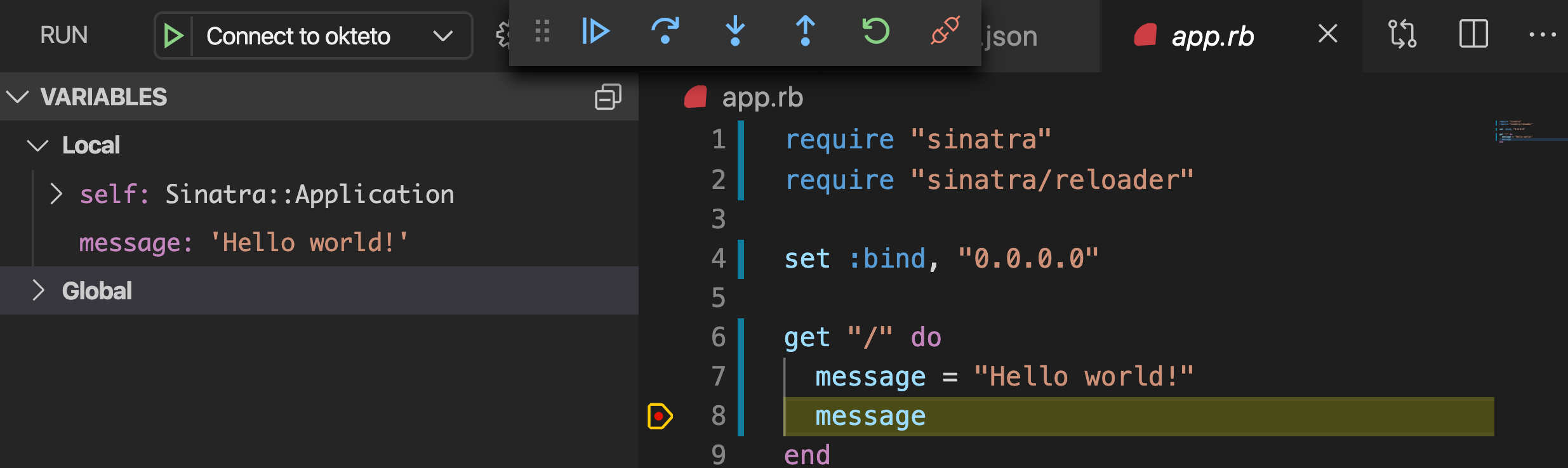 VS Code Debug View