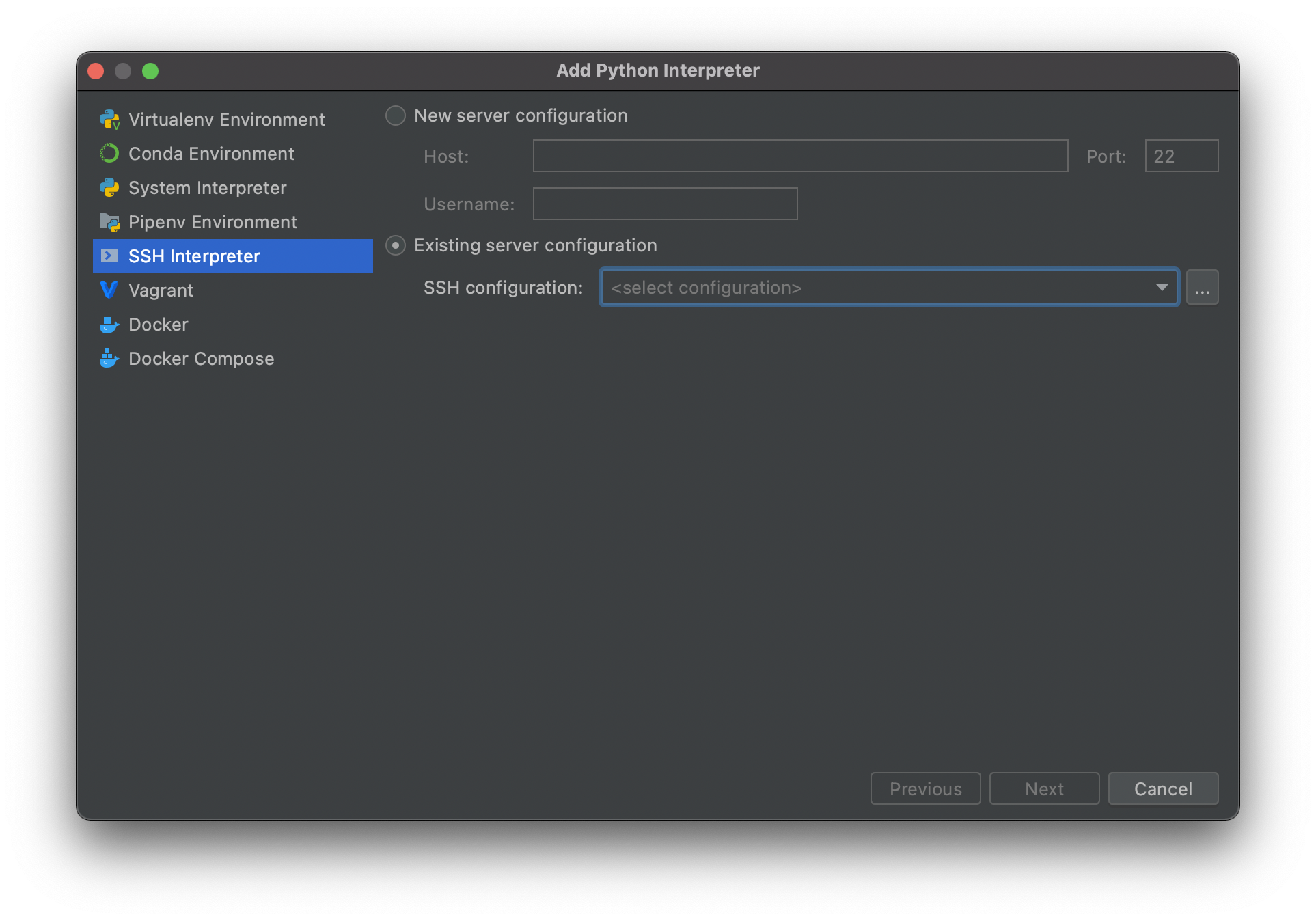 Add SSH Interpreter