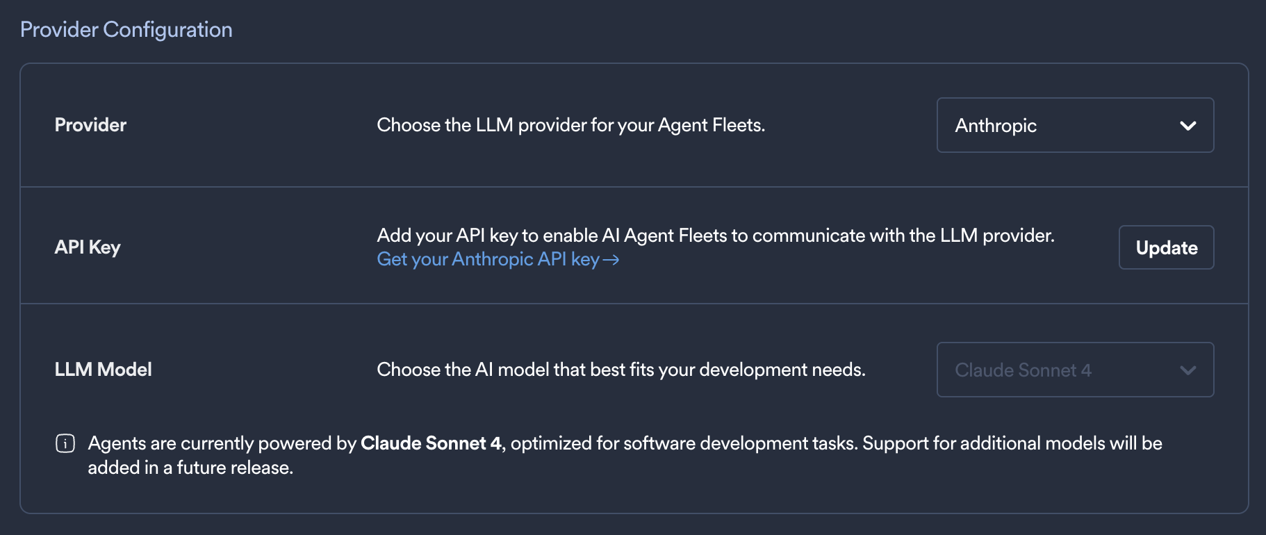 AI Agent Fleets LLM Provider Configuration